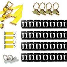 Photo 1 of 5' Black E-Track Kit - 4 Rails + Tie-down Accessories - 16 Pcs
