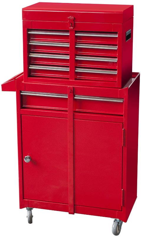 Photo 1 of BIG RED ATBT1204R-RED Torin Rolling Garage Workshop Tool Organizer: Detachable 4 Drawer Tool Chest with Large Storage Cabinet and Adjustable Shelf, Red