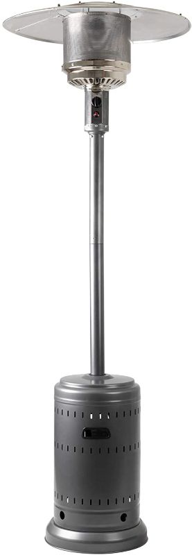 Photo 1 of Amazon Basics 46,000 BTU Outdoor Propane Patio Heater with Wheels, Commercial & Residential - Slate Gray
