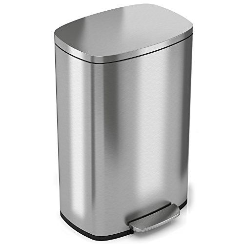 Photo 1 of iTouchless SoftStep 13.2 Gallon Stainless Steel Step Trash Can, 50 Liter Pedal Kitchen Trash Can, Odor Control System, Removable Inner Bucket
