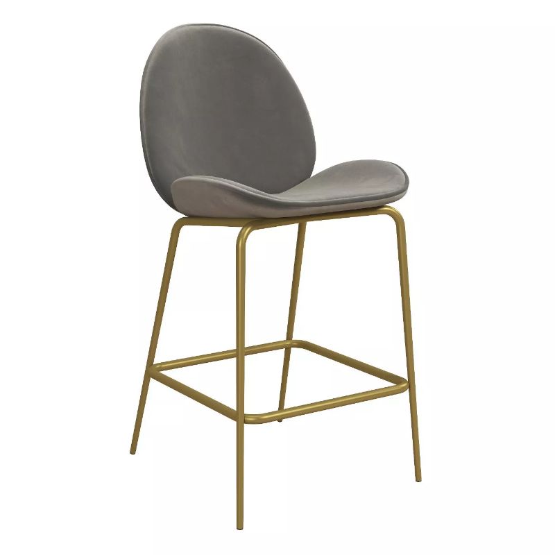 Photo 1 of Astor Velvet Upholstered Counter Stool with Brass Metal Legs - CosmoLiving by Cosmopolitan
