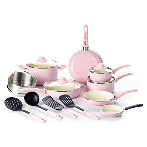 Photo 1 of GreenLife Grip Set, 16-Piece, Soft Pink
