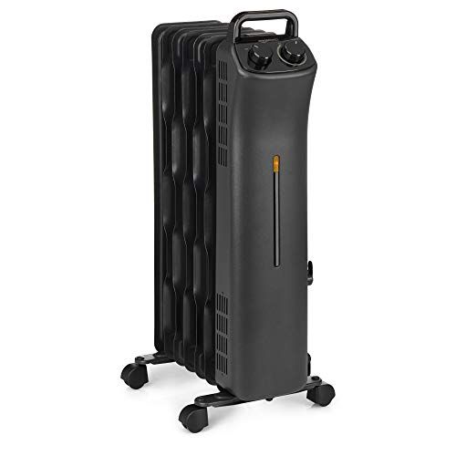 Photo 1 of Amazon Basics Portable Radiator Heater with 7 Wavy Fins, Manual Control, Black, 1500W
