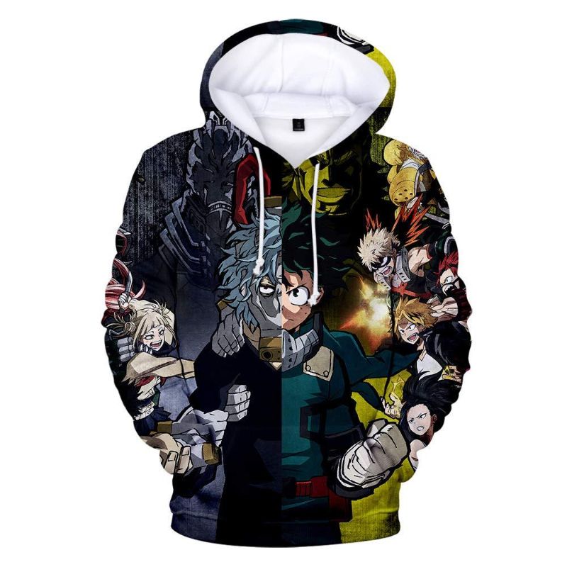 Photo 1 of Cosplay Life My Hero Academia Cosplay Hoodie Boku No Hero Anime Drawstring Pullover Sweater Kangaroo Pockets For Unisex Adult XXL
