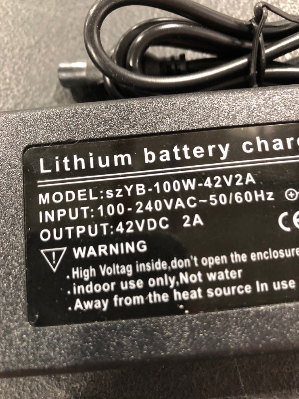 Photo 3 of LITHIUM BATTERY CHARGER, 36V, MODEL SZYB-100W-42V2A.