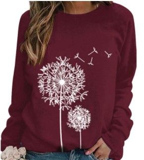 Photo 1 of Women Crew Neck Long Sleeves Dandelion Printed Pullover Top size 2XL
