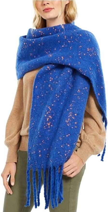 Photo 1 of DKNY Pop-Neon Speckled Scarf Blue with Orange Speck
Color: Blue (blue & orange)
Fabric: 100% polyester
Size: 96" L x 18 W (length includes fringes)