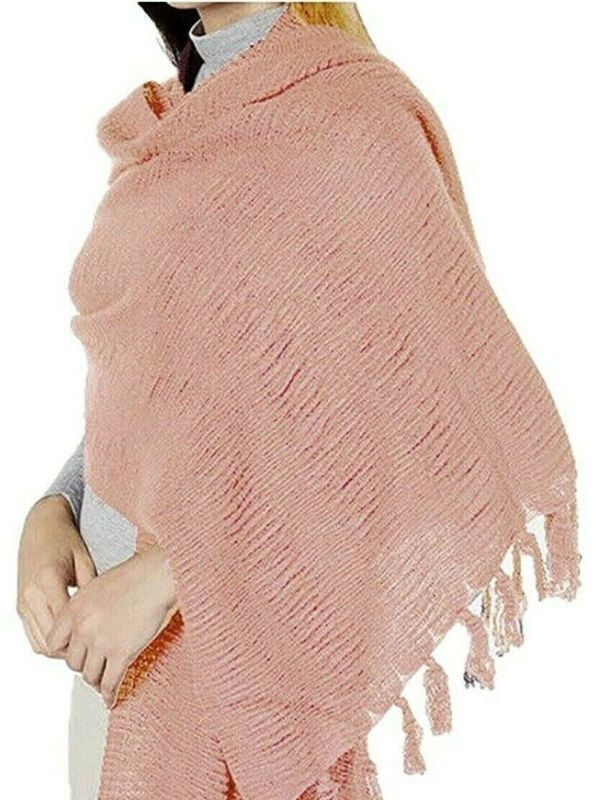 Photo 2 of Cejon Designer Oversized Solid Fringed Scarf Wrap Blush Light Pink
Approx. dimensions: 78" x 25"; One size
4"L tassels
Acrylic
Hand wash