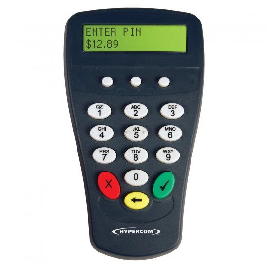 Photo 1 of The Hypercom P1300 PIN Pad for all Hypercom Terminals
The Hypercom P1300 PCI-approved PIN entry device is designed to meet the PCI PED security standards for PIN entry, providing merchants with low-cost migration to newly imposed security guidelines. 