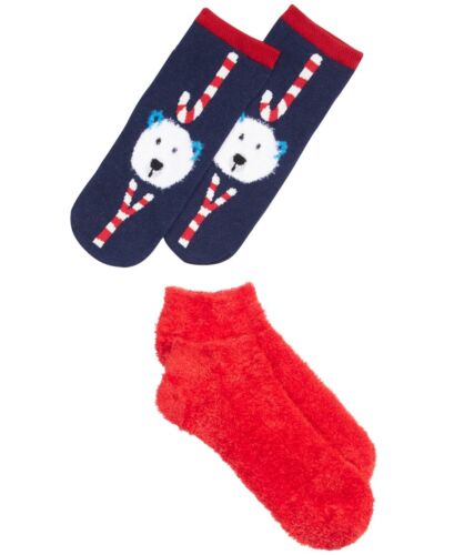 Photo 1 of NWT HUE 2-pack Footsie Socks Gift Box Bear Christmas Holiday