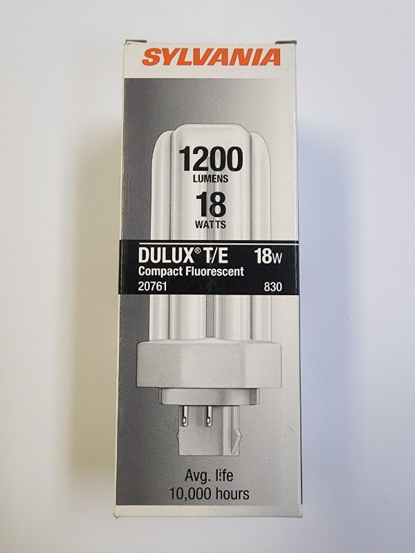Photo 1 of Sylvania DuluxeT/E Compact Fluorescent Light Bulb.CF18Dt/E/830. 1200 lumens 18 watt 