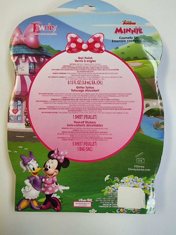 Photo 2 of DISNEY MINNIE MOUSE 3 NAIL POLISHES COSMETIC SET
NAIL POLISH AND PEEL-OFF STICKERS