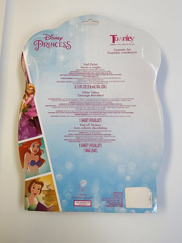 Photo 2 of DISNEY PRINCESS 3 NAIL POLISHES COSMETIC SET
NAIL POLISH AND PEEL-OFF STICKERS