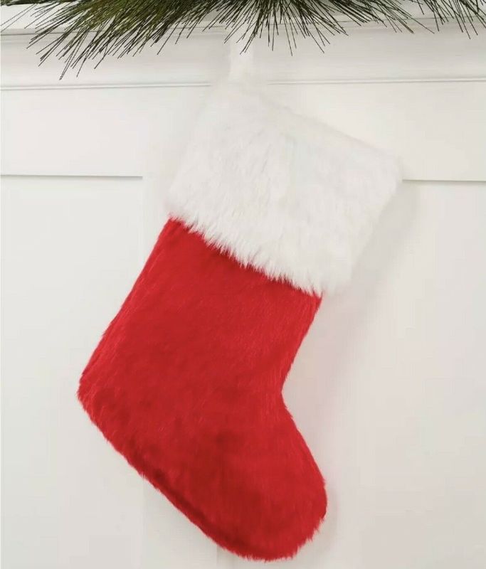 Photo 1 of HOLIDAY LANE RED AND WHITE FUR STOCKING