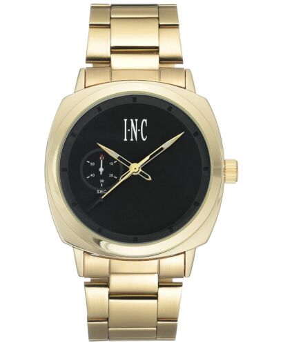 Photo 1 of I.N.C. Men's Black & Gold Tone Clean Cushion Link Bracelet 44mm Wrist Watch