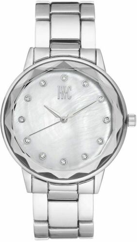 Photo 1 of I.N.C. Women's Silver Tone 36mm Mother-of-Pearl dial Cut Crystal Bracelet Watch