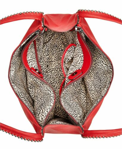 Photo 4 of INC By Macys Women's Valliee Large Faux Leather Studded Hobo Shoulder Bag One Size Red.Beaded trim traces the edges of a multi-compartment INC International Concepts hobo thats spacious, stylish and topped with double handles for effortless carry. Large s