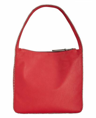 Photo 1 of INC By Macys Women's Valliee Large Faux Leather Studded Hobo Shoulder Bag One Size Red.Beaded trim traces the edges of a multi-compartment INC International Concepts hobo thats spacious, stylish and topped with double handles for effortless carry. Large s