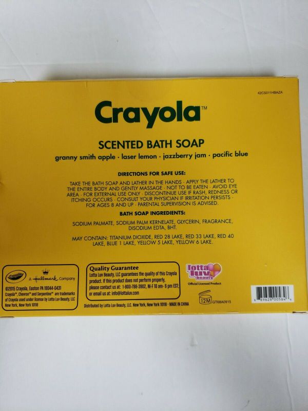 Photo 2 of Crayola 4 Scented Bath Soaps
Granny Smith apple, lemon, Jazzberry Jam, Pacific Blue