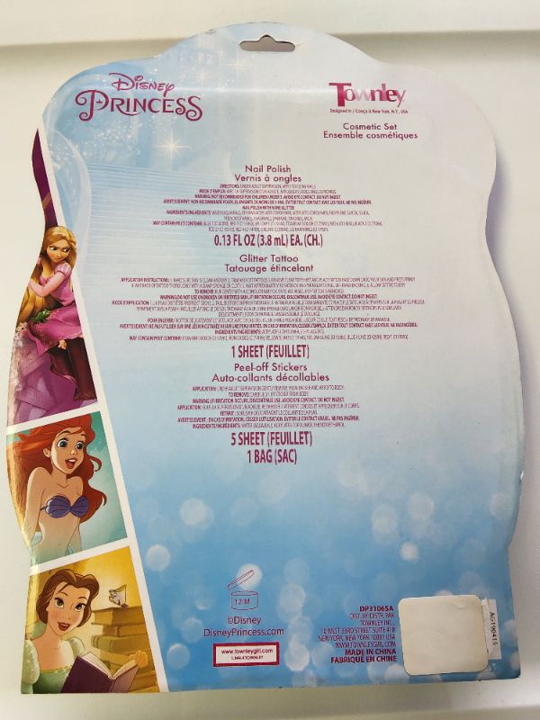 Photo 1 of DISNEY PRINCESS 3 NAIL POLISHES COSMETIC SET NAIL POLISH AND PEEL-OFF STICKERS