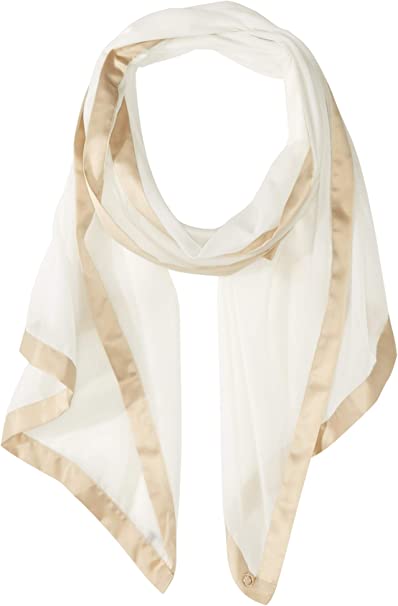 Photo 1 of Calvin Klein women's Pop Color Satin Border Chiffon Scarf