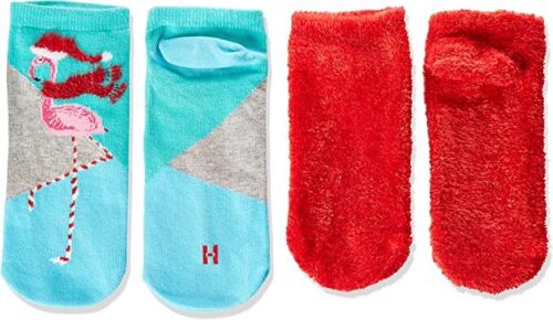 Photo 3 of HUE Womens 2-Pk. Footsie Socks Gift Box ((02)Red/Flamingo, One Size)