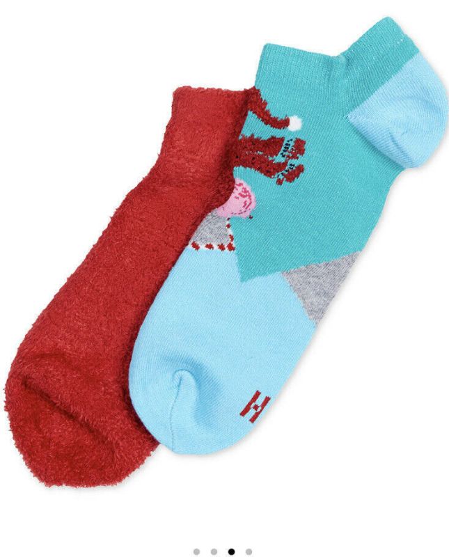 Photo 5 of HUE Womens 2-Pk. Footsie Socks Gift Box ((02)Red/Flamingo, One Size)