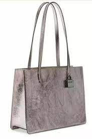 Photo 1 of DKNY WOMEN'S COMMUTER MEDIUM ROSE METALLIC LEATHER TOTE