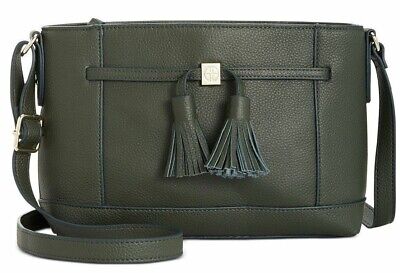 Photo 1 of Giani Bernini Women's Crossbody Shoulder-Bag Green Pebble Leather Double-Tassel Zip