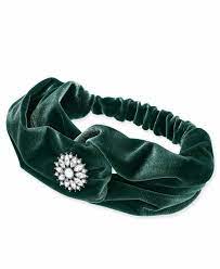 Photo 2 of I.N.C. Women's Emerald Green Velvet Jeweled Headband Turban Hair