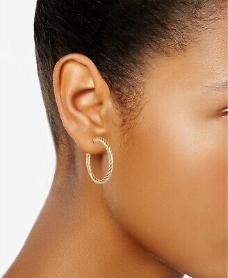 Photo 2 of Charter Club Women's 1-3/8" Gold Tone Medium Twist Hoop Earrings