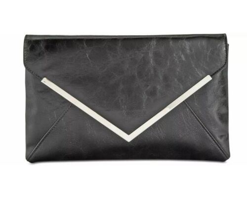 Photo 1 of INC By Macy's International Concepts I.N.C. Lily Glazed Black Faux Leather Clutch with Chain