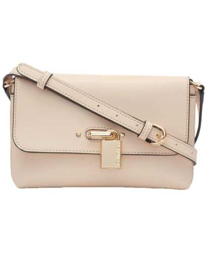 Photo 1 of Calvin Klein Roxy Leather Handbag Crossbody(Sand) A padlock charm amps up the sleek demeanor of a Calvin Klein leather crossbody suspended from a slender, custom-fit strap. Small sized bag; 8"W x 5-1/2"H x 1-1/2"