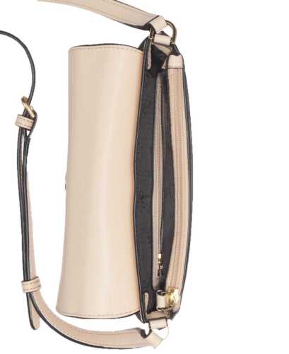 Photo 2 of Calvin Klein Roxy Leather Handbag Crossbody(Sand) A padlock charm amps up the sleek demeanor of a Calvin Klein leather crossbody suspended from a slender, custom-fit strap. Small sized bag; 8"W x 5-1/2"H x 1-1/2"