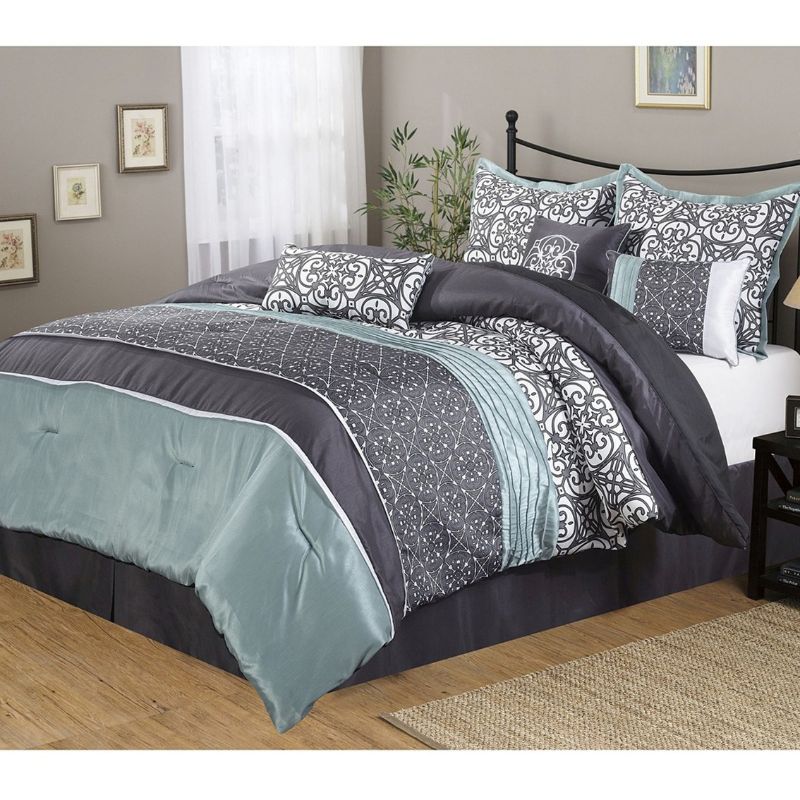 Photo 1 of QUEEN Nanshing America Inc. Roxanne 7 pc. Comforter Set
 The set includes a comforter, two pillow shams, three decorative pillows and a bedskirt. Store Stocked