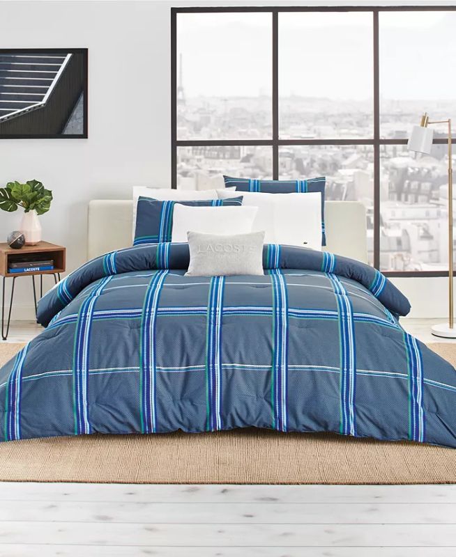 Photo 1 of TWIN /TXL 2 PCS Lacoste Grimtune Bedding Collection, Created for Macy's
 Casual comfort ,bedding collection from Lacoste, featuring the soft touch of cotton and a reversible plaid print.