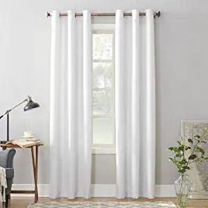 Photo 1 of 2 PANELS No. 918 LICHTENBERG WHITE Casual Textured Semi-Sheer Grommet Curtain Panel 48 in x 63 in