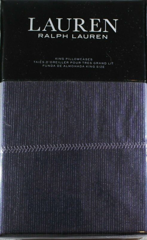 Photo 1 of 2 KING Ralph Lauren Pillowcases Luna Stripe Blue Denim Modern Cottage