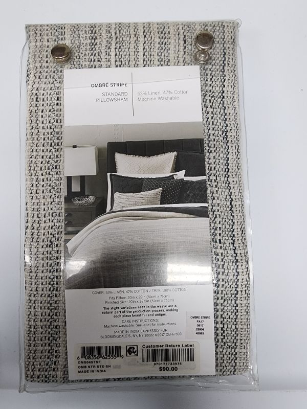 Photo 3 of OAKE STANDARD PILLOW SHAM - Size: 20 x 29.5 - Color: Ombre Stripe - Cover: 53% Linen / 47% Cotton - Trim: 100% Cotton - Machine Wash Cold