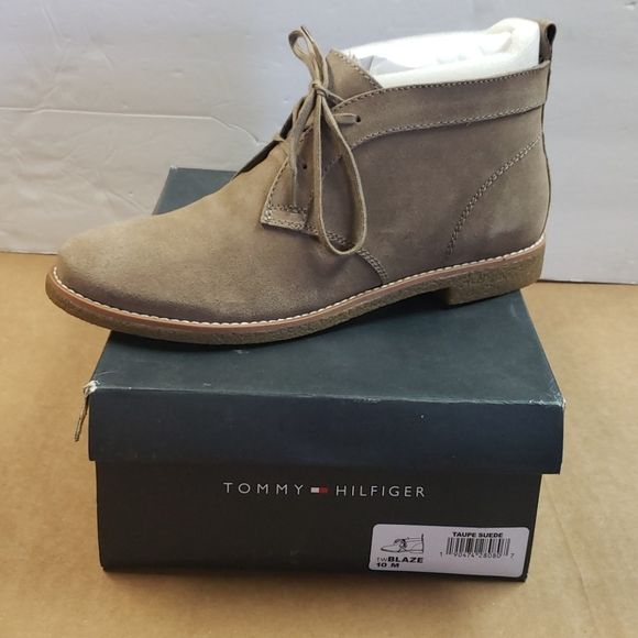 Photo 1 of Tommy Hilfiger Women's Blaze Leather Closed Toe Ankle Boot, Cool Taupe, Size 10.0