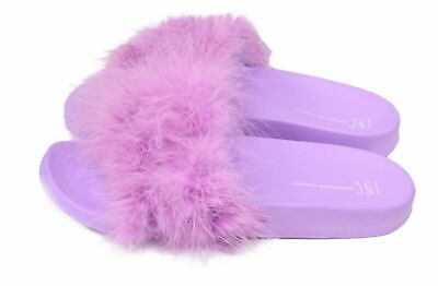 Photo 1 of INC International Concepts Women's Feathers Pool Slide Slippers Purple L 9-10