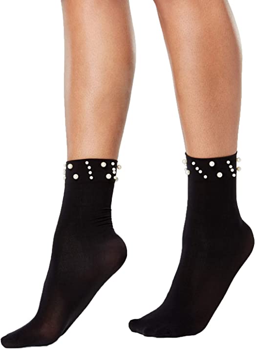 Photo 1 of INC Women's Imitation Pearl Ankle Socks Socks Black