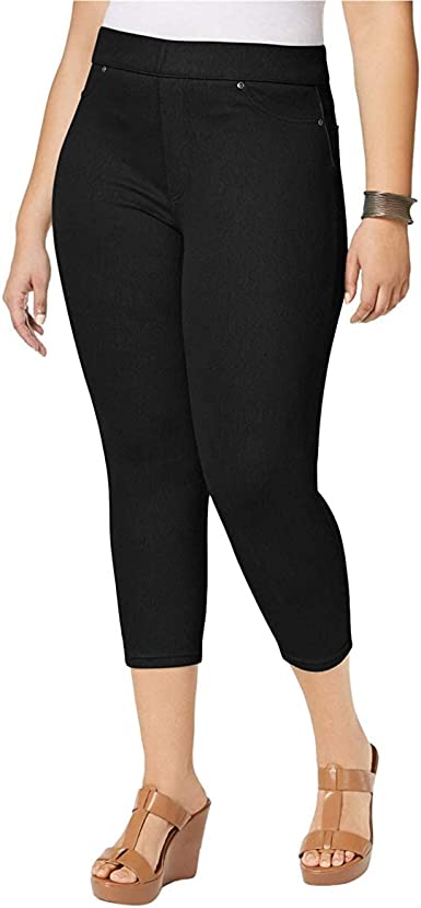 Photo 1 of HUE Women's Original Casual Capri Leggings Black Plus 3X