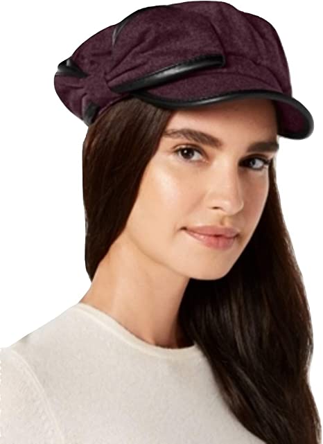 Photo 1 of I.N.C. Women's Flannel & Faux-Leather Newsboy Cap (One Size, Wine)