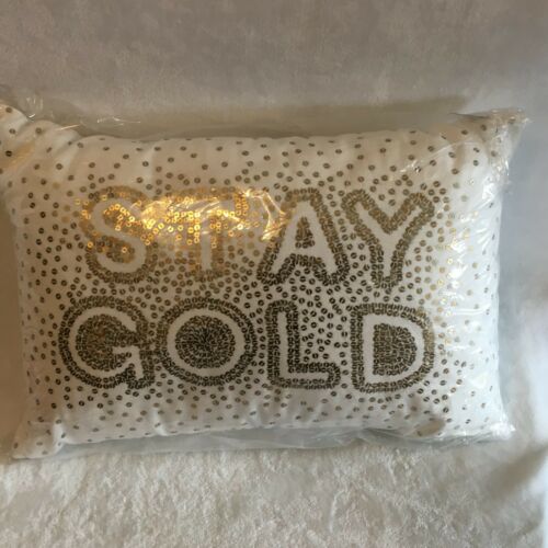 Photo 3 of Martha Stewart 14"x20" Decorative Pillow "Stay Gold" White w/ Gold Sequins - NEW