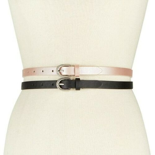 Photo 1 of INC By Macy's International Concepts 2-for-1 Solid Belts, Black/Pink, SIZE XL