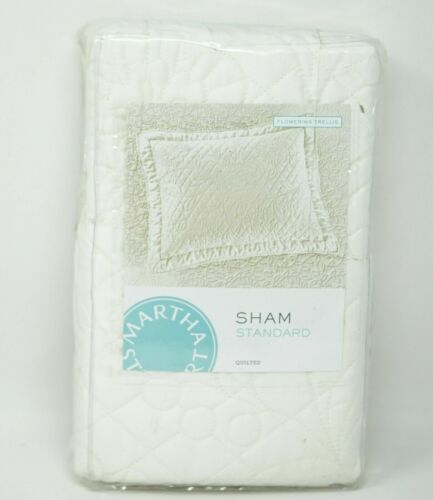 Photo 1 of Martha Stewart Sham Standard Quilted Flowering Trellis Ivory 20 x 28" Cotton