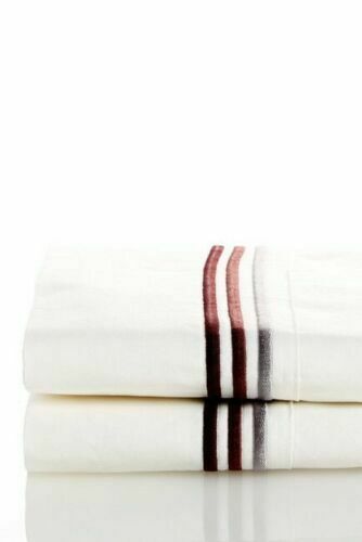 Photo 1 of 2 King Size BOSS HUGO BOSS  Classiques King Pillow Case - Set of 2 - White/Claret. 100% Cotton 20 x 40