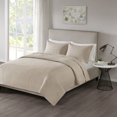 Photo 2 of 510 Design Otto King / California King 3 Piece Coverlet Set, khaki. Coverlet - 104" x 94", 2 King sham - 20" x 36"
Includes - Coverlet, 2 Shams - Fabric Pattern - Solid - Bedding Feature - Textured