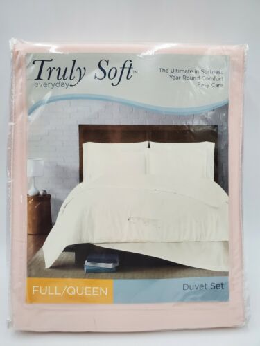 Photo 2 of Truly Soft Everyday Reversible Full / Queen Duvet Set in Blush Microfiber. Includes: 1 duvet 90x90 inches and 2 standard shams 20x26 inches